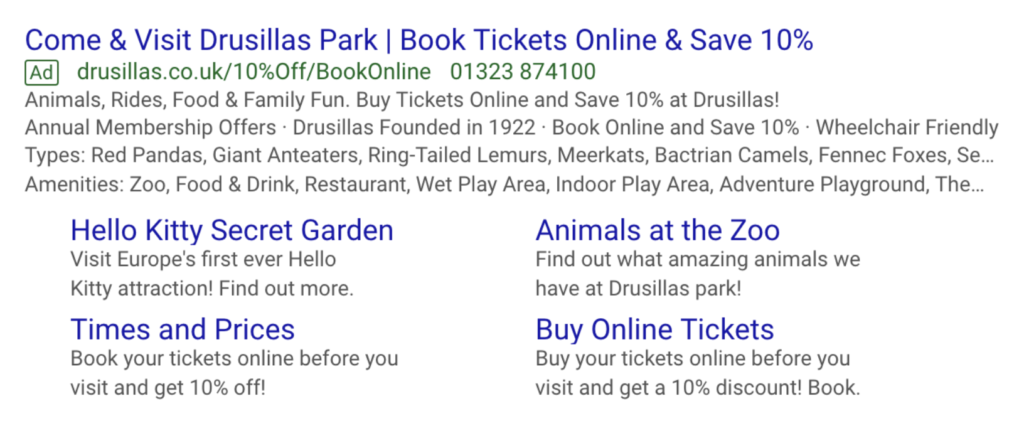 PPC ad copy for theme park and zoo