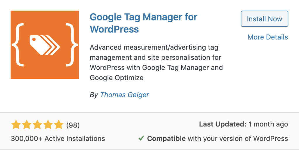 Google Tag Manager For WordPress Plugin By Thomas Geiger