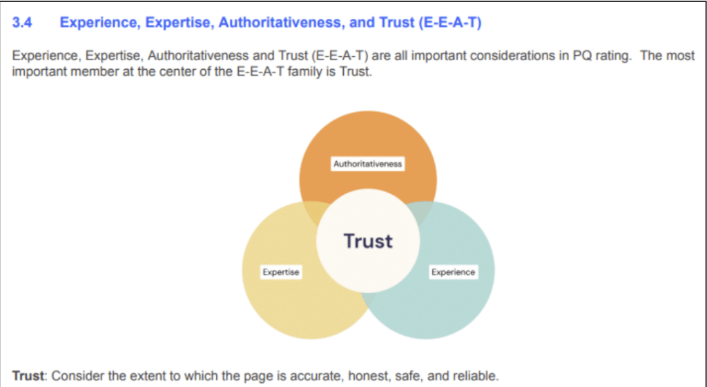 EEAT Experience Expertise Authoritativeness and Trustworthiness