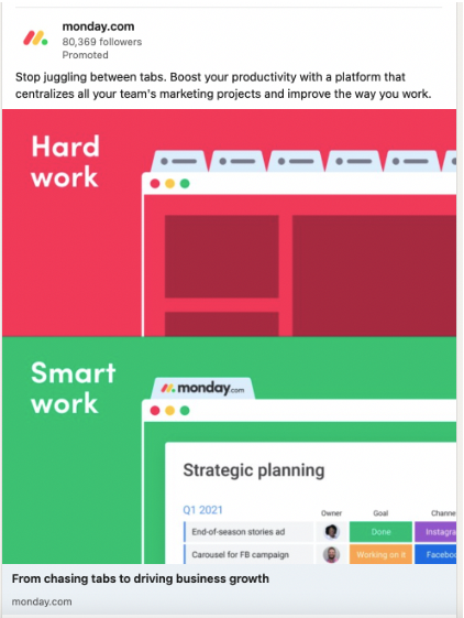 Monday LinkedIn Image ad