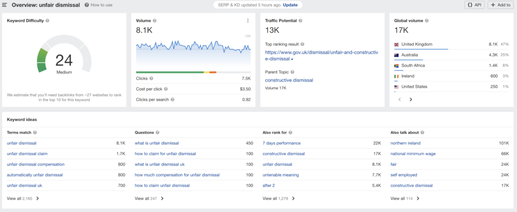 content plan: seo for solicitors example