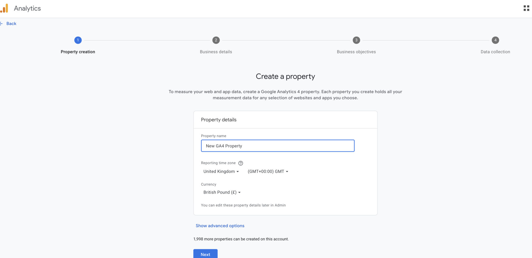 create ga4 property assistant