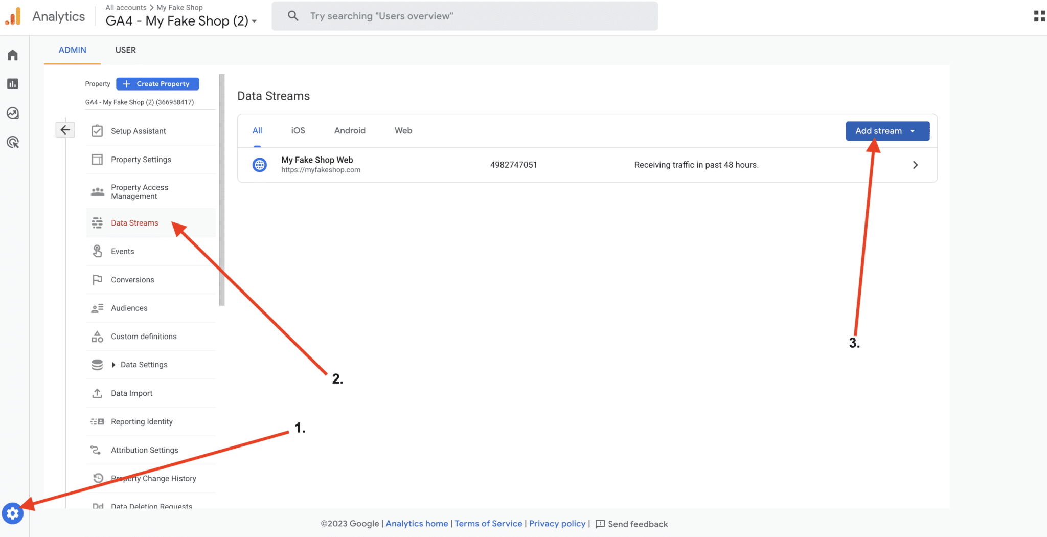 create data stream in GA4