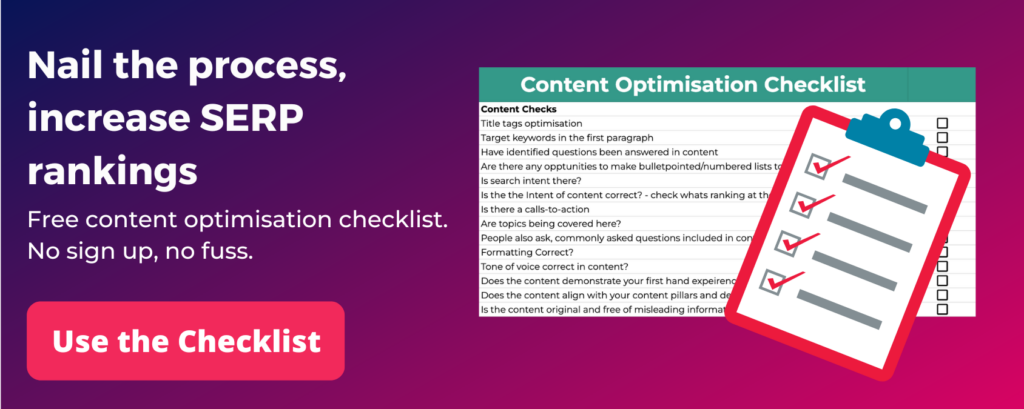 SEO Optimisation Checklist CTA