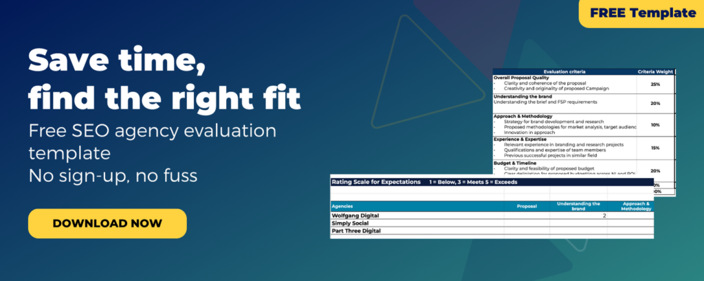 Free SEO agency evaluation template
